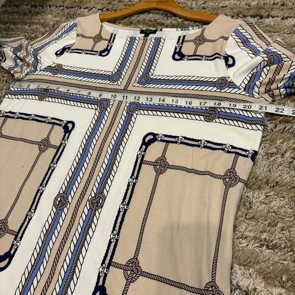 Talbots 1X Top Nautical Rope Print Stretch 3/4 Sleeve - Picture 9 of 11
